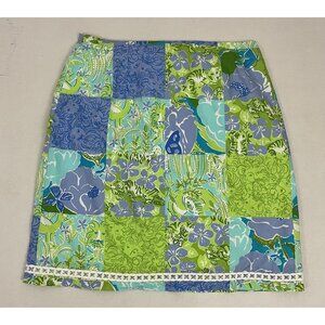 Vintage Lilly Pulitzer Women's 8 Skirt Patchwork Jungle Lion Tiger Floral